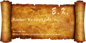 Bader Krisztián névjegykártya